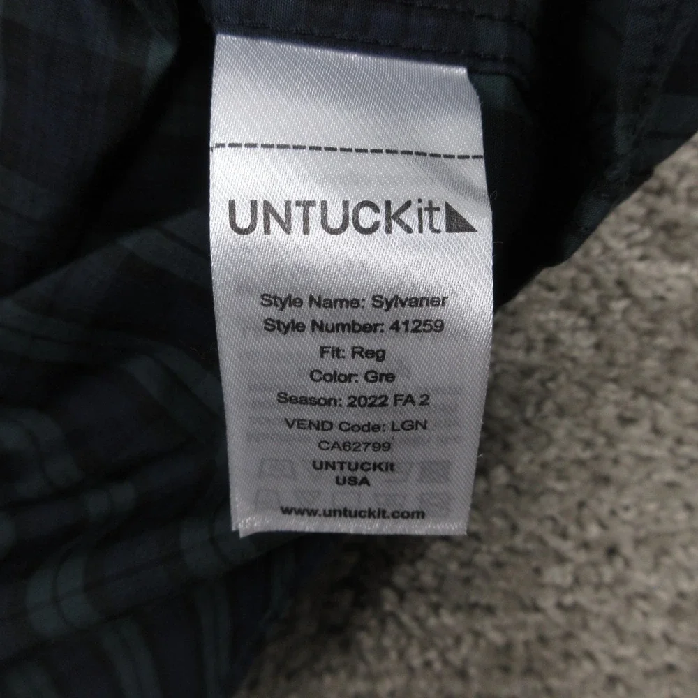 Untuckit Shirt‎ Mens 2XL Blue Green Plaid Sylvaner Red Cotton Button Up EUC